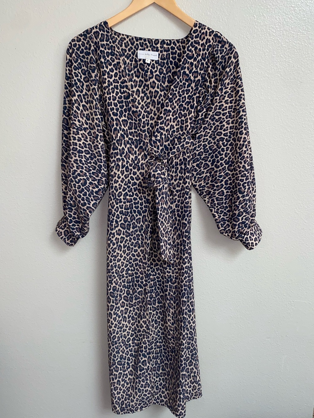 Never Fully Dressed Leopard Print Tie Front Midi Dress Size 6 Wrap Dress Mobwife